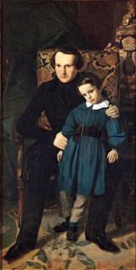 Auguste de Chatillon Victor Hugo with his son Francois Victor France oil painting art